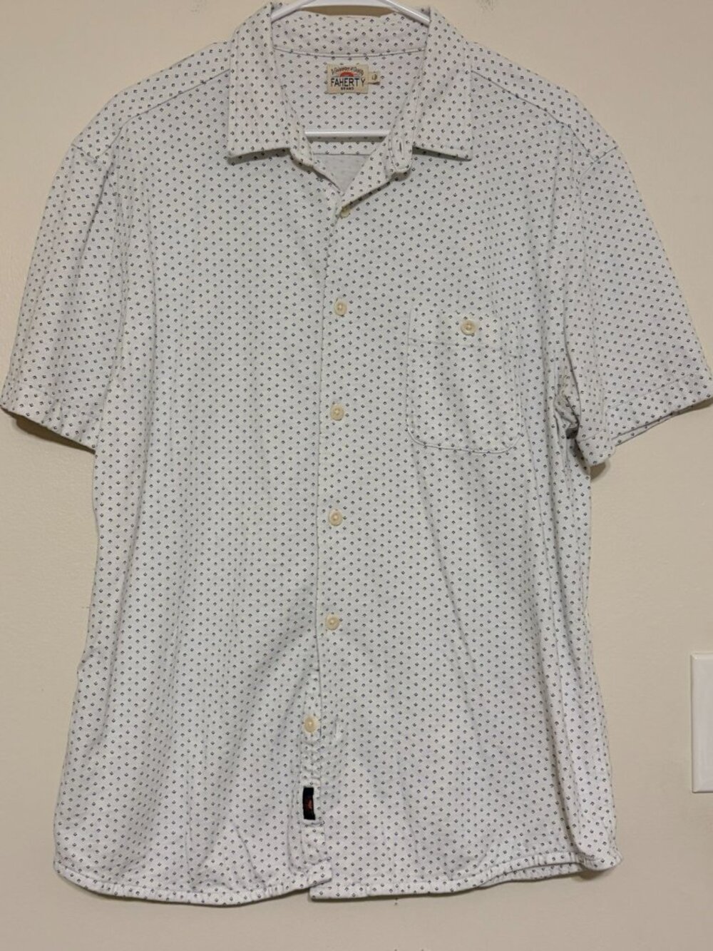 Faherty Men's Short-Sleeve Knit Coast Shirt White Coastal Dot Size Large